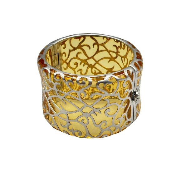Angelique De Paris Designer Wide Bracelet Hinged Bangle Sterling Silver 925 - Picture 1 of 11